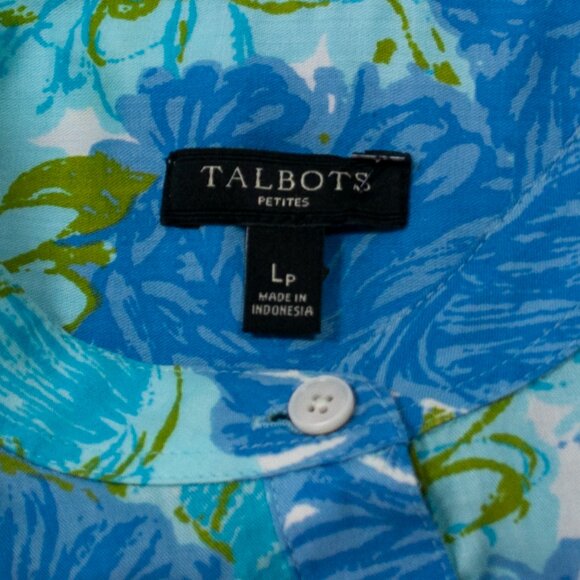 Talbots Embellished Floral Popover Top Womens LP PL Blue Petite Blouse KK12 - Picture 4 of 5